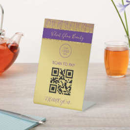 Holografische Signatur-Script Moderner Gold-Glitze Sockelschild