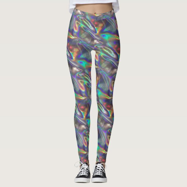 holografische silberne Leggings (Vorderseite)
