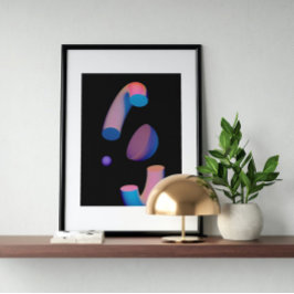 Holografischer 80er Moderne Futuristische Kunst Poster