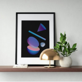 Holografischer 80er Moderne Futuristische Kunst Poster