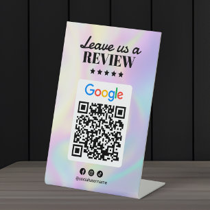 Holografischer Friseursalon Google Bewertungen Qr Sockelschild