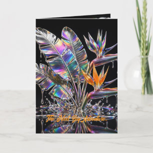 Holografischer Glasvogel der Paradies Flüssigmetal Karte
