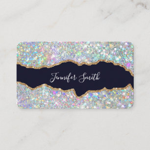 Holografischer Glitter Gold Achat Modern Elegant Visitenkarte