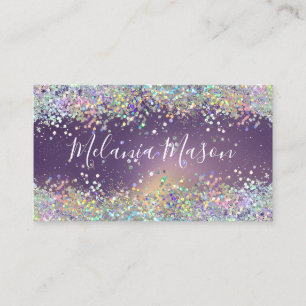 Holografischer Glitter-Makeup-Artist Lila Elegant Visitenkarte