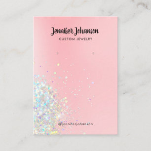 Holografischer Glitter-Schmuckhalter-Ohrringe Rosa Visitenkarte
