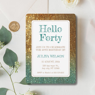 Holografischer Glitzer 40. Party Einladung
