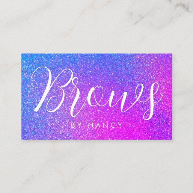 Holografischer Glitzer Eyebrow Artist Typografy Visitenkarte (Vorderseite)