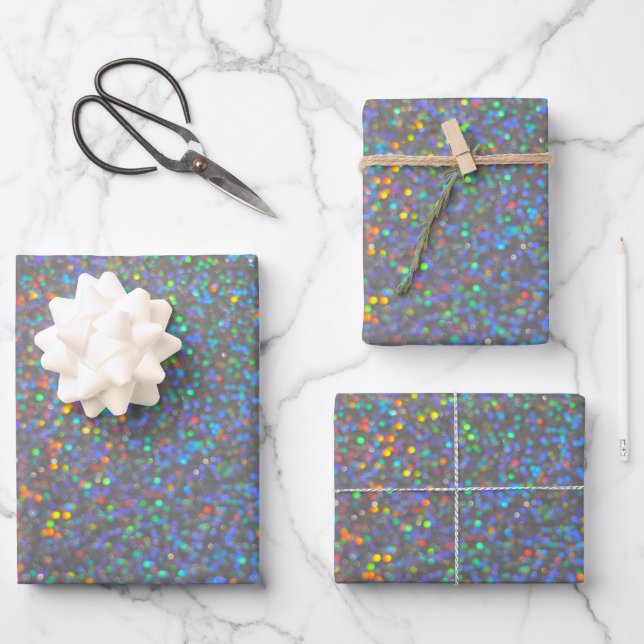 holografischer Glitzer Geschenkpapier Set (Vorderseite)