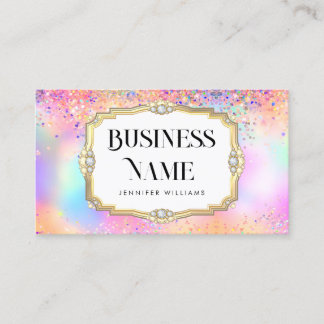 Holografischer Glitzer Gold Pastel Elegantes Rosa Visitenkarte