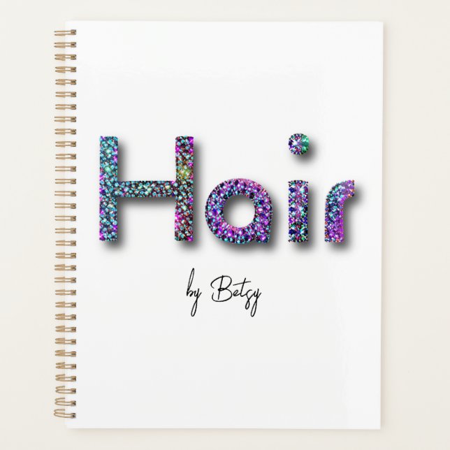 Holografischer Glitzer Hair Stylist Terminkalender Planer (Vorderseite)