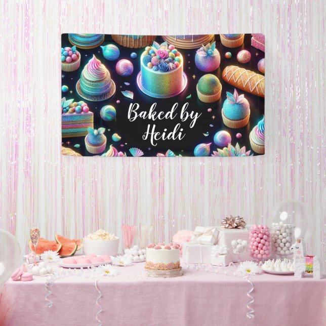 Holografischer Glitzer Kuchen und Süßigkeiten Bäck Banner (Party)