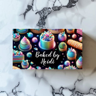 Holografischer Glitzer Kuchen und Süßigkeiten Bäck Visitenkarte