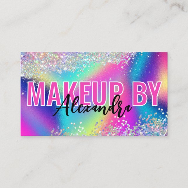 Holografischer Glitzer Makeup Artist Vibrant Visitenkarte (Vorderseite)