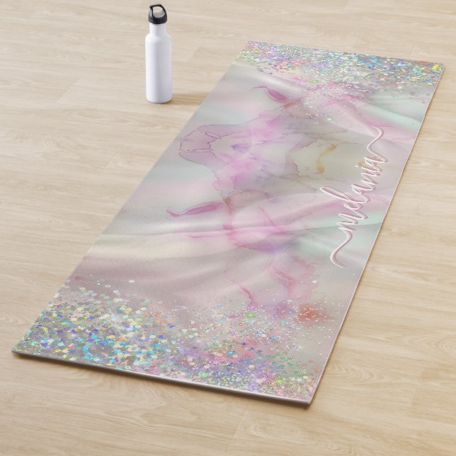 Holografischer Glitzer Marbled Pastel Alcohol Ink Yogamatte (Beispiel)