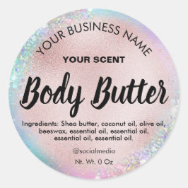 Holografischer Glitzer Pastell Rose Gold Body Butt Runder Aufkleber