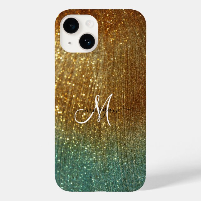 Holografischer Glitzer personalisiert Case-Mate iPhone 14 Hülle (Rückseite)