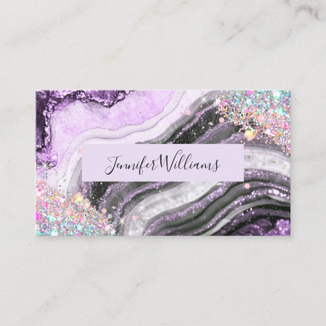 Holografischer Glitzer Pink Foil Lila Amethyst Visitenkarte (Vorderseite)
