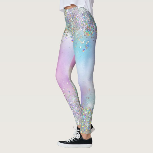 Holografischer Glitzer Rainbow Pastels Leggings (Links)