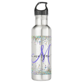 Holografischer Glitzer Rainbow Pastors Monogram Edelstahlflasche