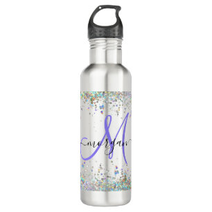 Holografischer Glitzer Rainbow Pastors Monogram Edelstahlflasche