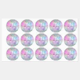 Holografischer Glitzer Rainbow Pastors Monogram Etiketten