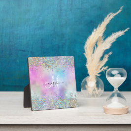 Holografischer Glitzer Rainbow Pastors Monogram Fotoplatte