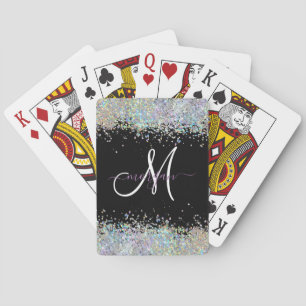 Holografischer Glitzer Rainbow Pastors Monogram Spielkarten