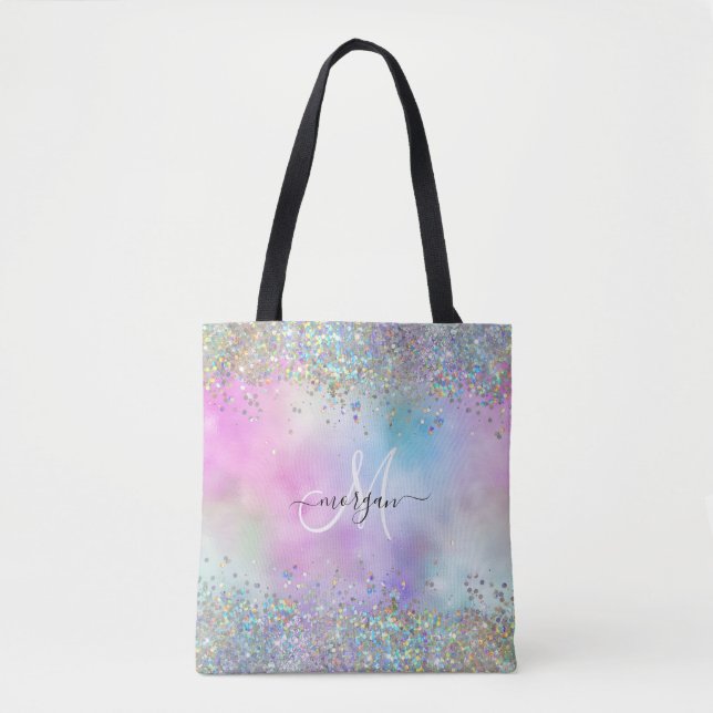 Holografischer Glitzer Rainbow Pastors Monogram Tasche (Vorderseite)
