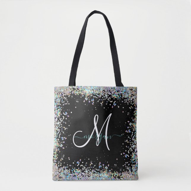 Holografischer Glitzer Rainbow Pastors Monogram Tasche (Vorderseite)