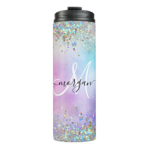Holografischer Glitzer Rainbow Pastors Monogram Thermosbecher