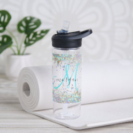 Holografischer Glitzer Rainbow Pastors Monogram Trinkflasche