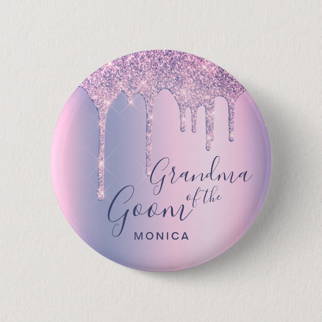 Holografischer Glitzer Tropfen Großmutter des Bräu Button (Vorderseite)