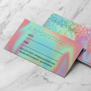 Holografischer Glitzer Tropfen Schönheitssalon Ern Terminkarte