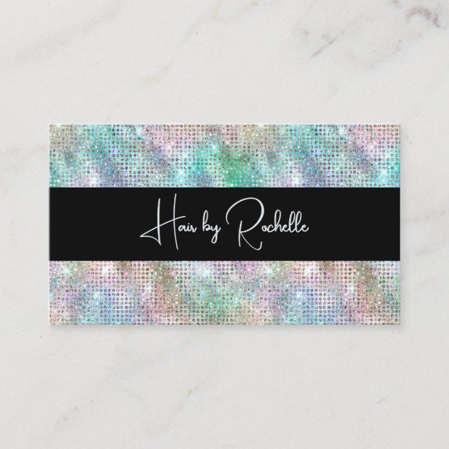 Holografischer Glitzer und Black Business Card Rabattkarte (Vorderseite)