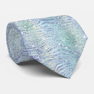 Holografischer Glitzer zebra print Krawatte