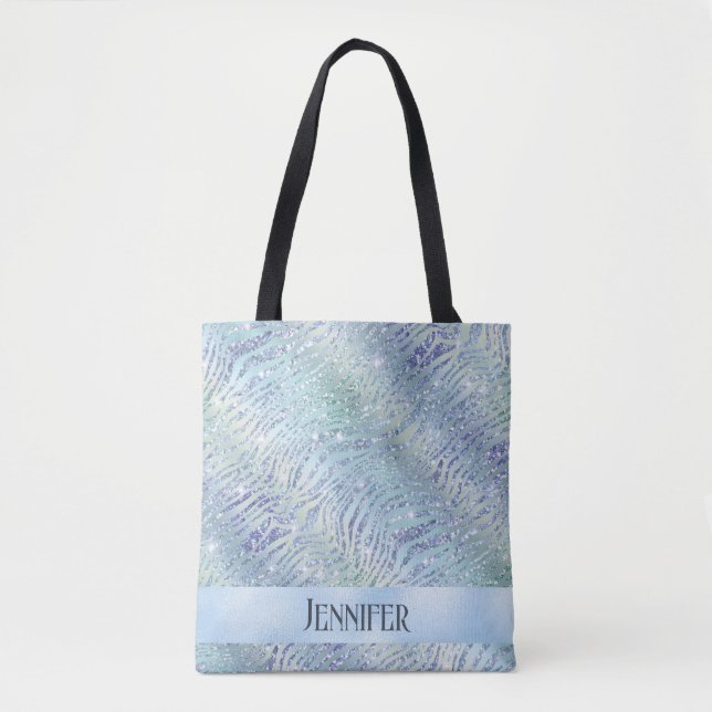 Holografischer Glitzer zebra print Tasche (Vorderseite)