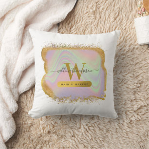 Holografischer Gold-Glitter Moderne Haare & Make-u Kissen