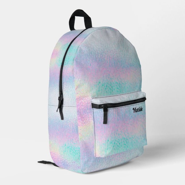 Holografischer Imitat-Glaseffekt Bedruckter Rucksack (Rückseitige Ecke links)