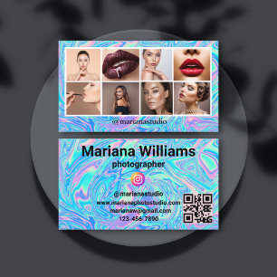 holografischer Instrakt 8 Fotos Collage qr Code Visitenkarte