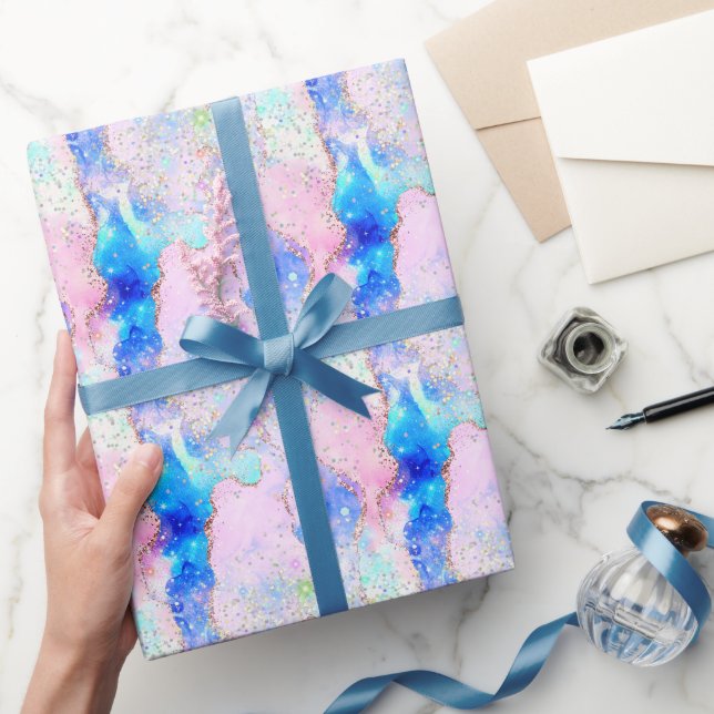 Holografischer Iridescent Agate Pastel Moderner Ma Geschenkpapier (Schenken)