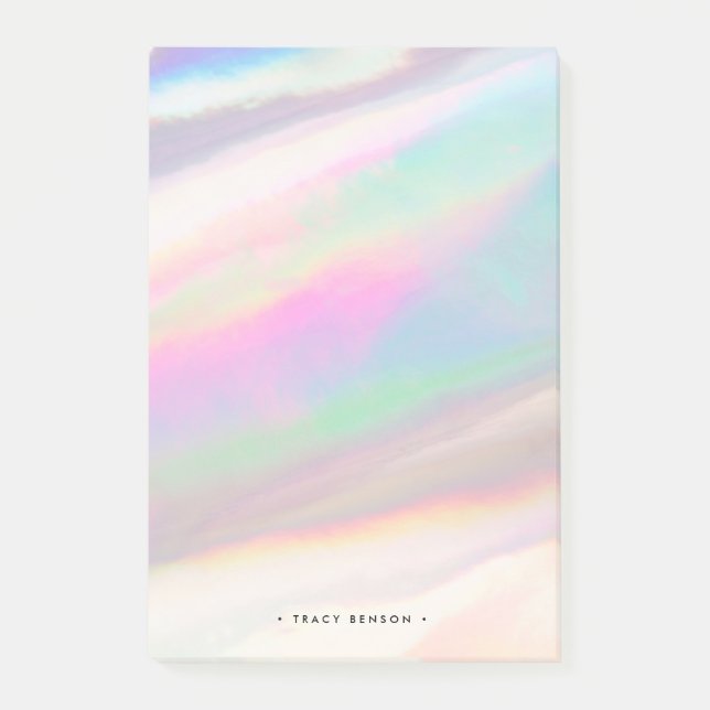Holografischer Iridescent Opal Gemstone Personalis Post-it Klebezettel (Vorderseite)