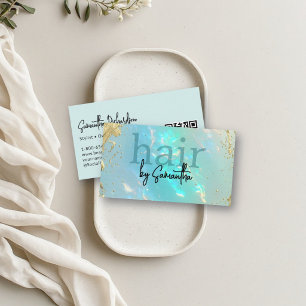 Holografischer Iris-Aqua-Achat-Friseur-QR Visitenkarte
