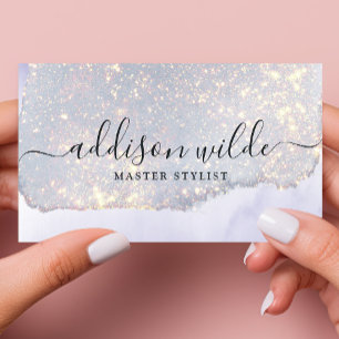 Holografischer Lila Glitter Luxus Glam Irideszente Visitenkarte