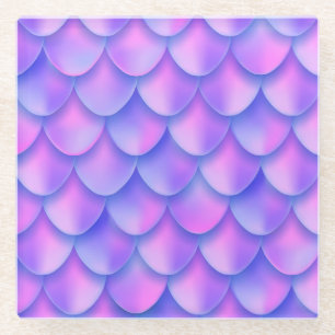 Holografischer Mermaid-Schwanz, lebendige Folienst Glasuntersetzer