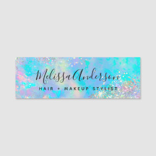 Holografischer Opal Stone Glitzer Calligraphy Namensschild