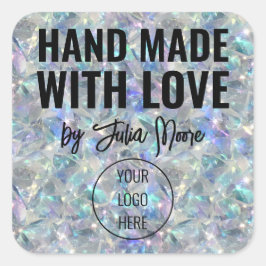 Holografischer Opal Stone Hintergrund Quadratischer Aufkleber