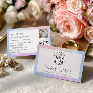 Holografischer Pastell-Chic Permanent-Jewelry-QR-C Visitenkarte