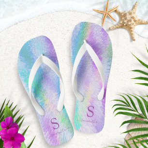 Holografischer Pastell farbenfroh, rieszierend Mit Flip Flops