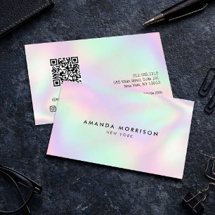 Holografischer QR-Code Social Media Minimalist Visitenkarte