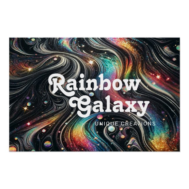 Holografischer Rainbow-Glitzer 70er Galactic Creat Poster (Vorderseite)